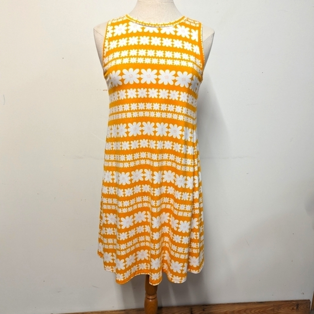 Loft Summer Yellow Daisy Shift Dress Sleeveless Tank Dress Stretchy S